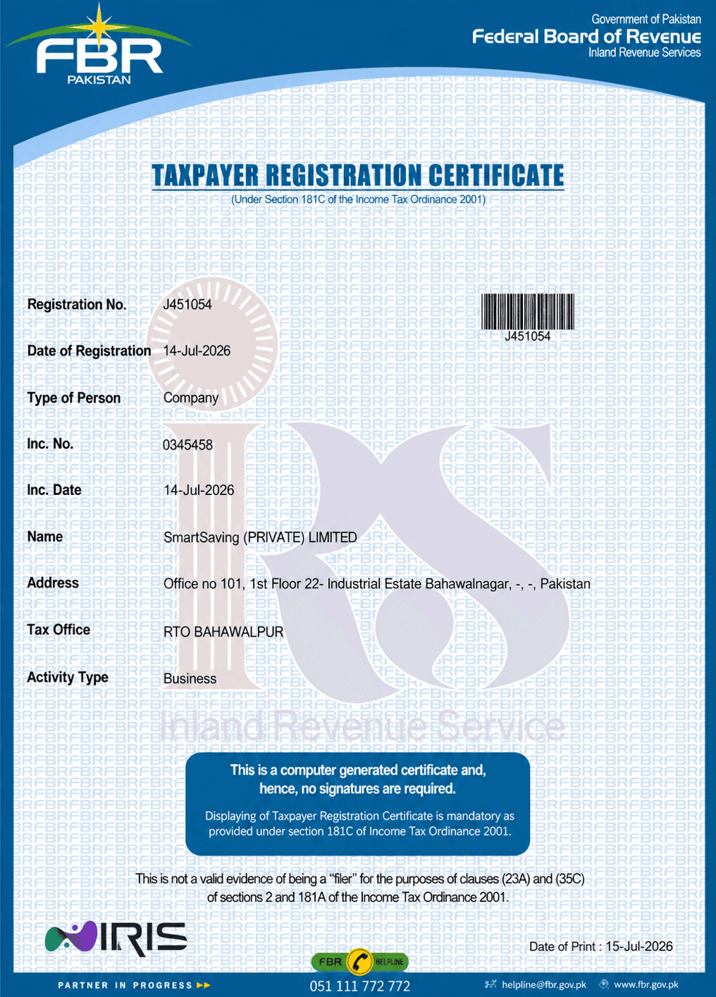 FBR Attested Document